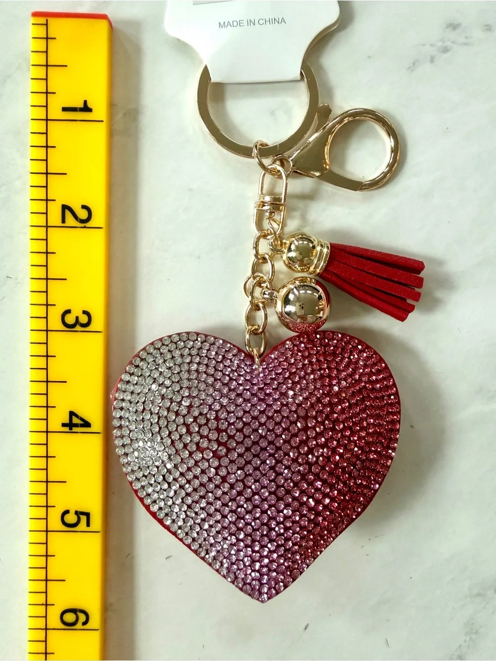 💖 NWT Bling Ombre Rhinestone Puffy Heart Keychain / Purse Bag Charm 💖